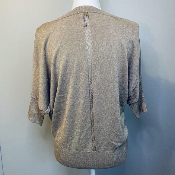 GUESS Gold Shimmer Half Sleeve Dazzle Sweater - Picture 2 of 9